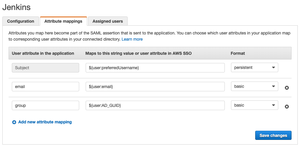 AWS SSO Attribute Mappings
